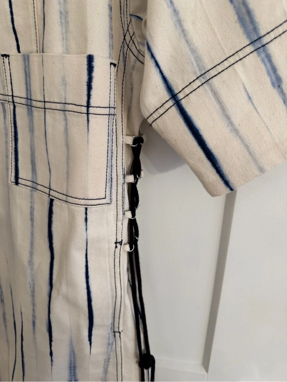 Tory Burch Blue and White Tie-Dye Denim Mini Shirt Dress Size 6